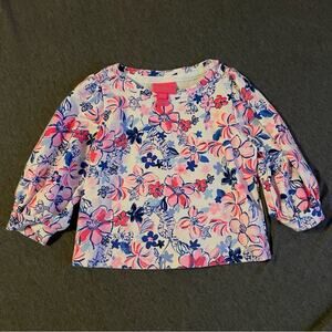 Lilly Pulitzer Pink Blue Floral Sweatshirt Toddler Girl 2T/3T